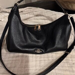 Coach Black Pebbled Leather East West Shoulder Bag